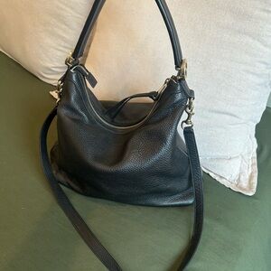 Gucci Black Pebbled Leather Hobo Bag Interlocking G Crossbody